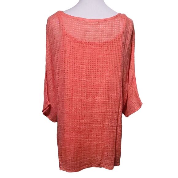 Soft Surroundings Linen Top Tunic Women 1X Orange 2 Piece Cami Fish Net Lay - Picture 3 of 12